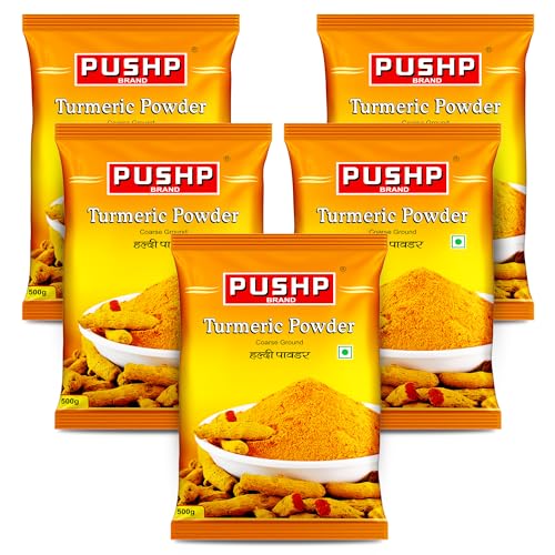 Image of Pushp Brand Turmeric Powder 500gm Pouch | Natural Haldi Powder (Pack Of 5)