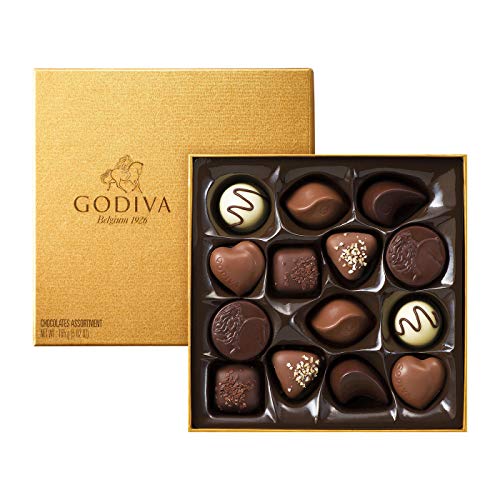 Godiva, Gold Rigid Box bombones pralinés surtidos caja regalo 14 piezas, 165g (FG72810)