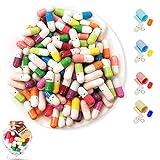 YUNYAN 200 Stück Brief Kapsel Nachrichts Kapsel Capsule Blank Message Letter Lächeln Gesicht Capsule Nachricht mit Gerollten Liebesbriefen Buchstaben Briefe Pillen für Liebhaber Freunde Mütter