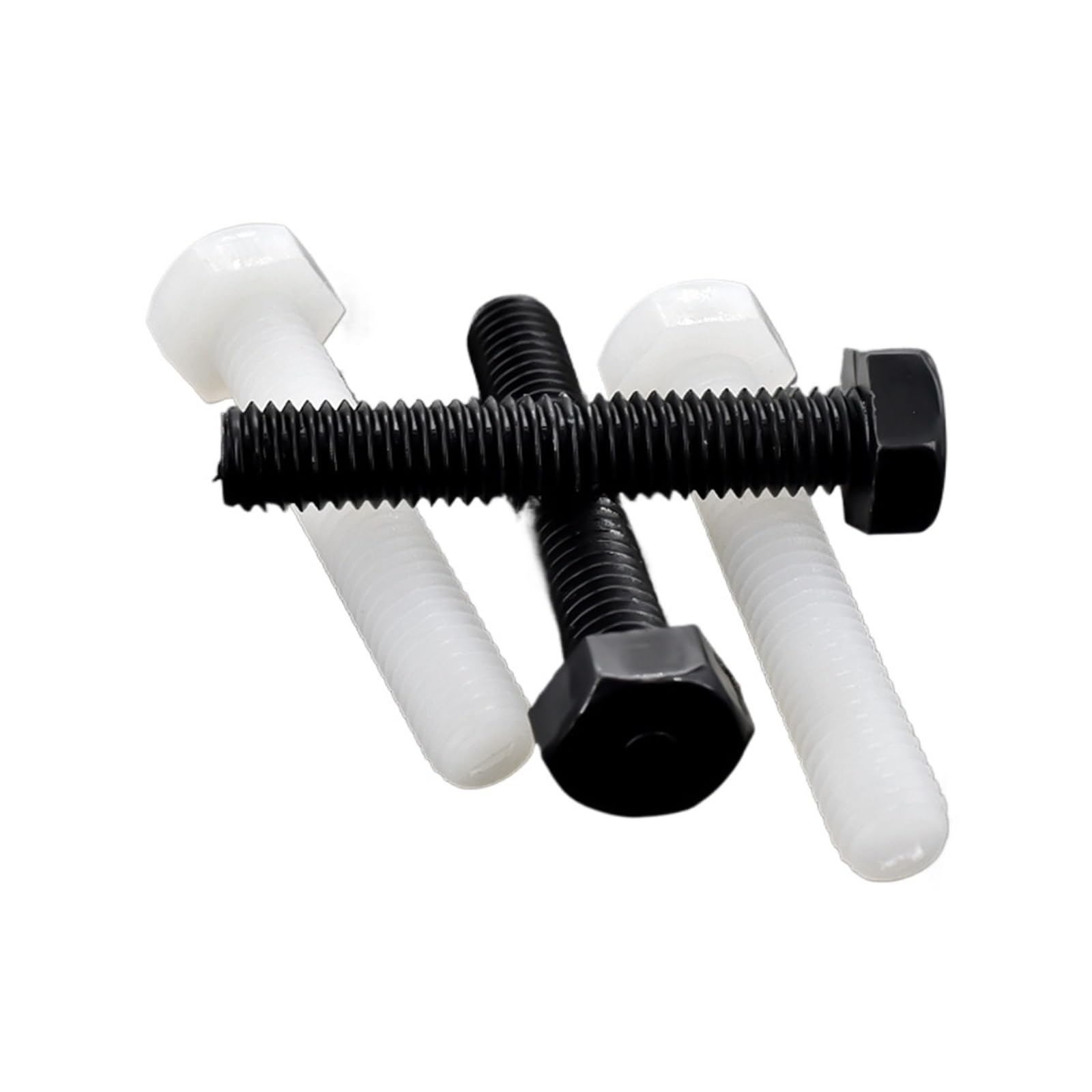 MUHUO Flanged hexagon bolt, Black/White Nylon External Hex Head Screws M3 M4 M5 M6 M8 M10 M12 Plastic Hexagon Bolts(White,35mm,M12(Black,M5 (30pcs))