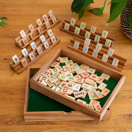 LOGOPLAY Rummy - Gesellschaftsspiel - Legespiel mit 108 Spielsteinen in sehr edler Ausführung aus Samena und Hevea Holz