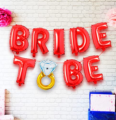Image of Party Propz Bachelorette Party Decorations - Bride To Be Banner With Ring Foil Balloon | Bridal Shower Kit | Accessories, Red, 1 Piece