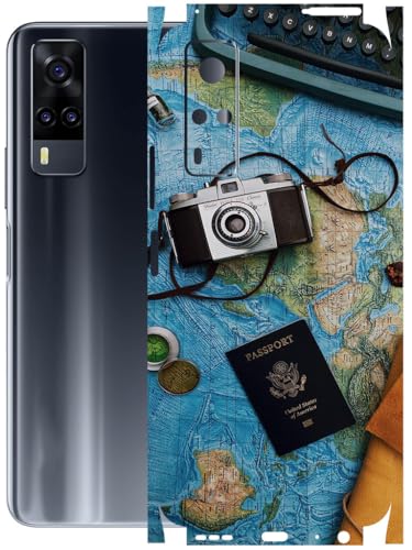 Image of AtOdds - Full Body Back Screen Guard Protector Film - Lamination Wrap Skin Sticker Compatible with VIVO Y31 | Scratchproof Matte Finish (Travel Map)