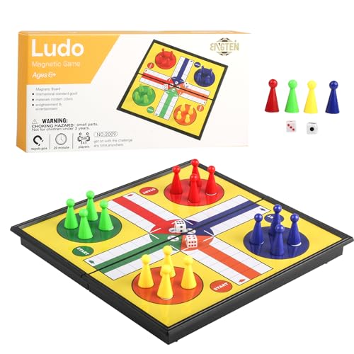 ZUNIPLEX Magnetic Ludo Game Board Foldable Flying Chess Travel Board Game