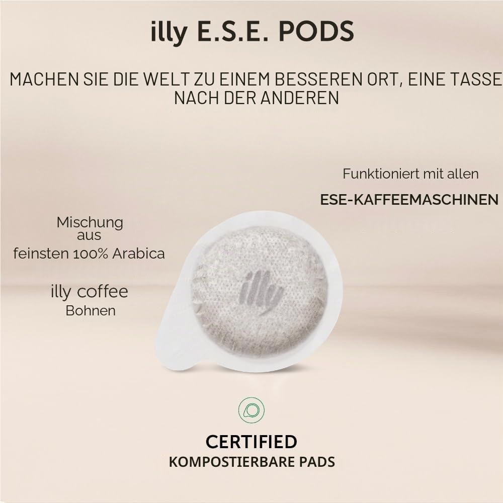 illy Kaffee, E.S.E. Kaffeepads Einzelportion, entkoffeiniert - 12 Verpackungen mit je 18 Kaffeepads