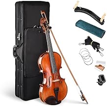 AW Solid Wood Violin 4/4 Full Set Fiddle Beginner Violin Full Size Stradivari Copy Style with Carry Case Bow Rosin Shoulder Rest for Student Adults Starter Kit