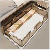 SJWJWOO Caja Almacenaje Bajo Cama Transparentes con Ruedas, Cajas Para Guardar Ropa 66L Cajas De Almacenaje Ropa Clip On, Apilables