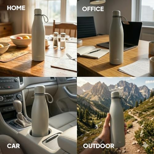 Image of CELLO Duro Oxy Stainless Steel Flask 900 ml Grey | Easy to Pour & Fill, Spill Proof Leakproof Vacuum Insulated Hot and Cold Thermos Water Bottle for School College Office Gym Trekking Biking & Travel