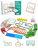 Montessori Smart Sticks, 120Pcs Wooden Pattern Blocks Shape Puzzles - Spelling, STEM and Art in One Toy, Boost Creativity, Imagination and Focus, Stay Away from Screens (1pc)