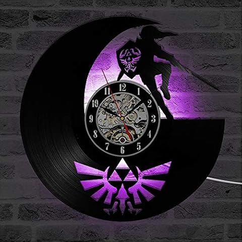 Fancylife The Legend of Zelda Antique LED Lighting Vinyl Record Wall Clock Shadow Art Game Home Decor Classic Creative Wall Watches Cover