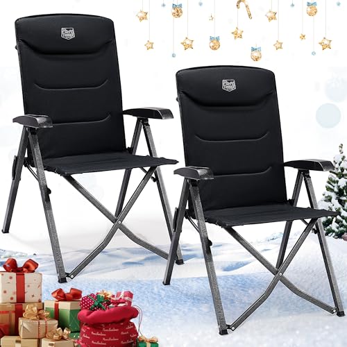 TIMBER RIDGE 2er Campingstuhl Faltbar Hohe Lehne mit 4 Positionen verstellbar bis 150kg Klappstuhl Camping Gepolstert Faltstuhl Liegestuhl mit Tasche für Garten Balkon Wohnmobil