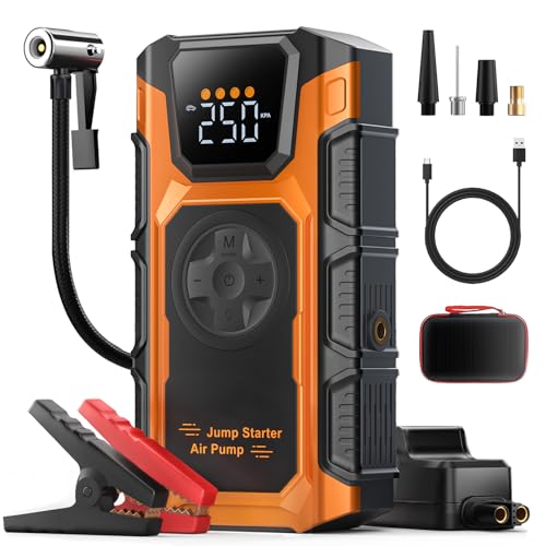 Jump Starter with Air Compressor, 5500A Car Battery Charger Power Jump Box Start 12V Vehicles(Up to 9.0L Gas&7.5L Diesel Engines) Portable Car Booster Jumper Pack Combo150 PSI Tire Inflator