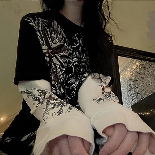 Image of Grunge Clothes for Women Y2K Tops Long Sleeve Fairy Grunge Aesthetic Shirts Teen Girls Vintage Graphic Tees Fall