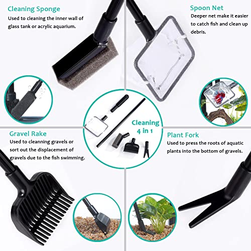 Ipriro Glass Betta Aquarium Starter Kits Fish Tank With Led Light And Temp Display 1.5 Gallon, Top Filtration, Gravel Cleaners, Cleaner Tool 4 In 1 #TOP6
