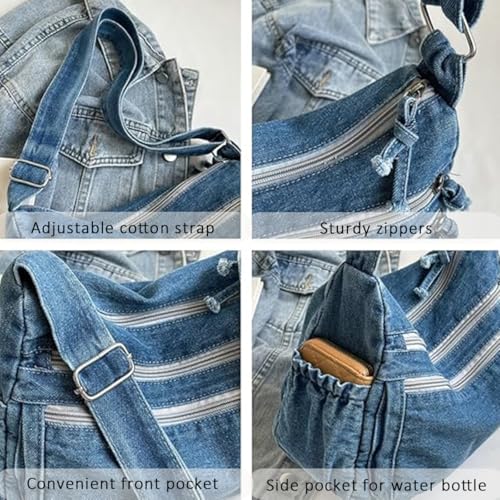 Image of Denim Purses for Women Denim Crossbody Handbags Jean Casual Lightweight Shoulder Tote Purse