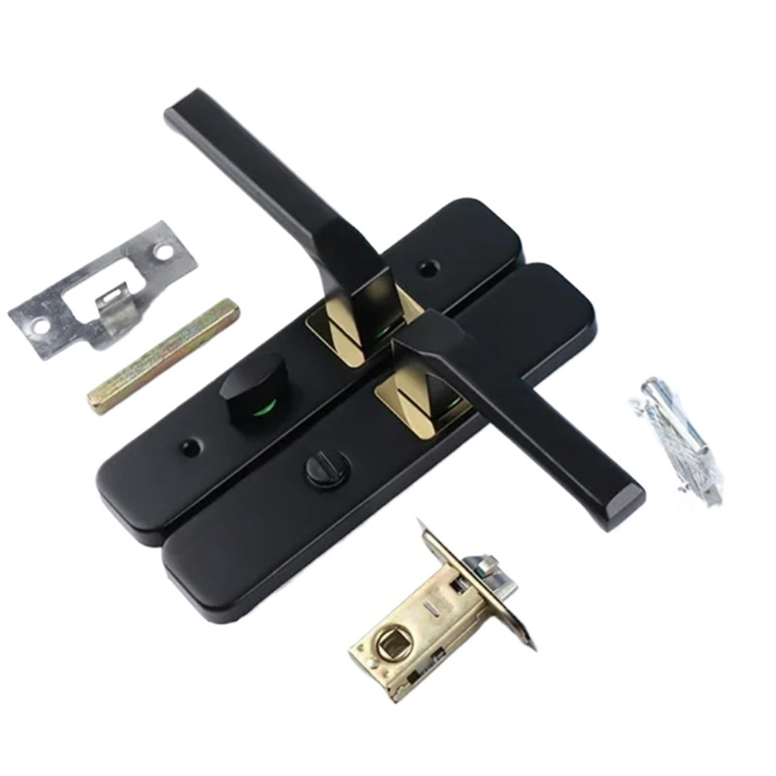 Cerradura de puerta de baño Cerradura de puerta de inodoro sin llave y con cerradura Cerradura de manija de lengüeta única de 110 orificios Negro