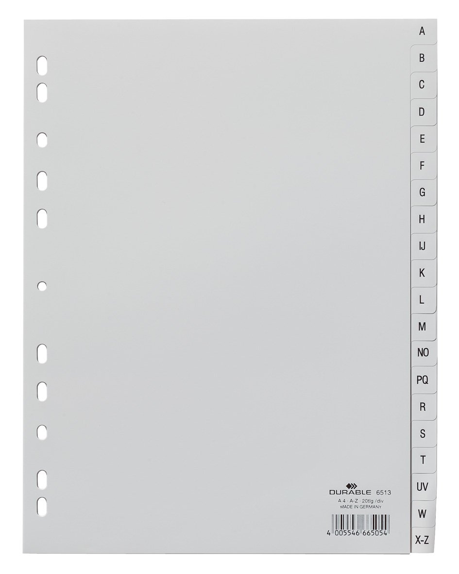 Divisori A-Z Durable Per Archivio - Formato A4, 20 Tasti, Foratura Universale, Grigio - Foto 10
