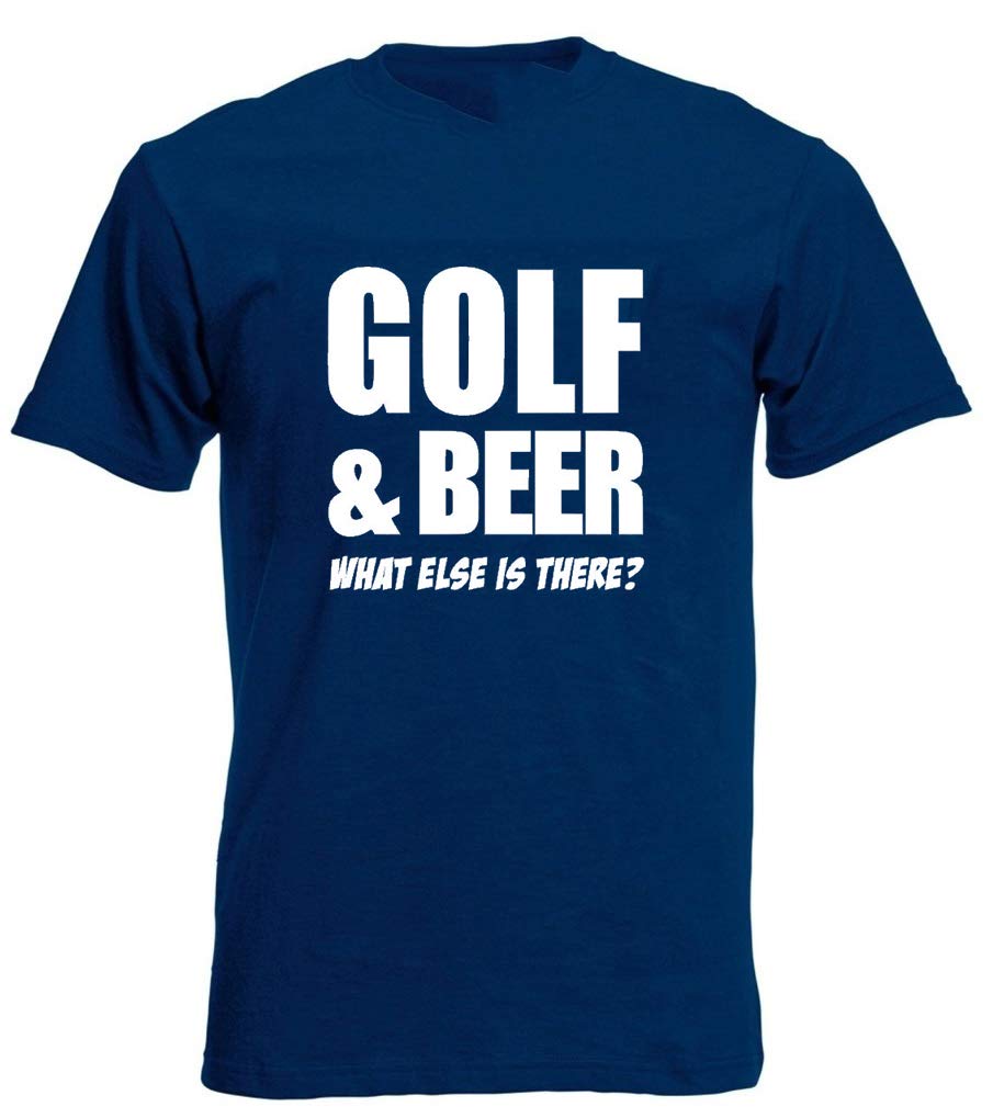 Loltops Men's Navy Golf And Beer What Else Is There ? Novelty Golfer T-Shirt (L, )
