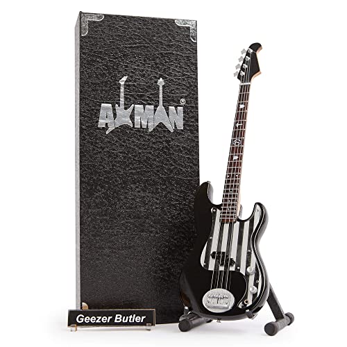 Geezer Butler (Black Sabbath) Signature Basse – Réplique de guitare miniature - Les Beatles, Paul McCartney, John Lennon, RIngo Starr, George Harrison Geezer Butler (Black Sabbath) Signature Basse – Réplique de guitare miniature