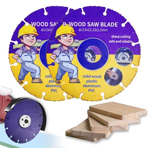 Kizaten 2Pcs Disco da Taglio per Legno,115 mm Disco da Taglio Multiruota in Carburo,Lame da Taglio per Legno per Smerigliatrice Angolare Per Tavole,Compensato,Gomma,Chiodi in Acciaio
