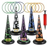 LEMESO ハロウィン 輪投げ ゲーム おもちゃ 子供 16点セット ファミリースポーツ アクションゲーム ハロウィン グッズ コスプレ 空気入れ付き ファミリー リング投げ ゲーム 親子ゲーム リングトスゲーム インフレータブルスパイダーセット