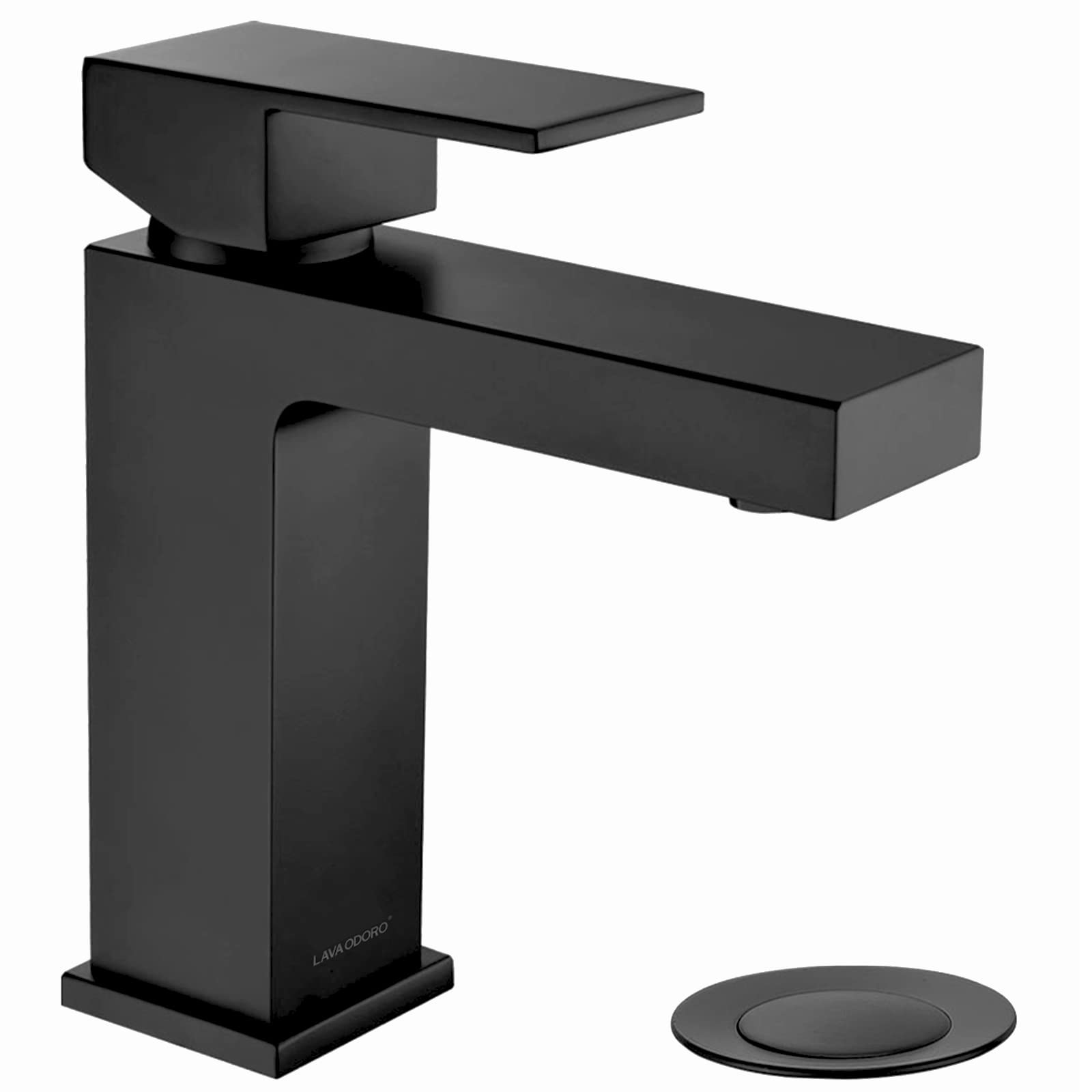 Lava Odoro Matte Black Bathroom Faucet 1 Hole Modern Single Hole Bathroom Sink Faucet for Vanity with Pop