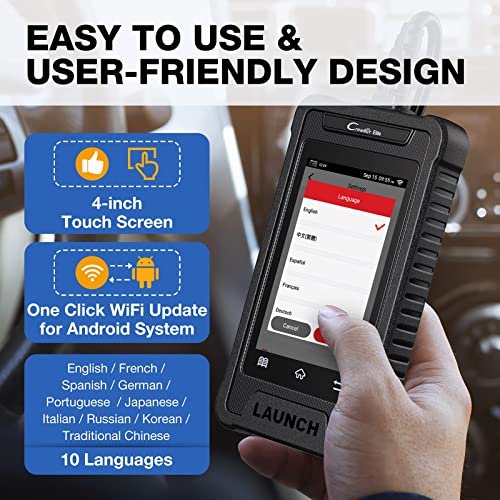 LAUNCH OBD2 Scanner Creader Elite 302, SRS ABS Scan Tool Car Check Engine Code Reader, Auto VIN, Lifetime Free Online Update, Optional 2 Reset Functions, Full OBD2 Diagnostic Tool, 4 Inch Touchscreen