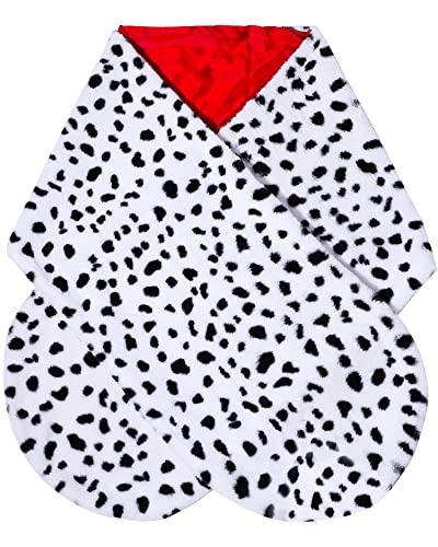 Vicenpal Faux Dalmatian Stole for Women Halloween Costume, 1920s Black and White Dot Faux Fur Collar Cosplay