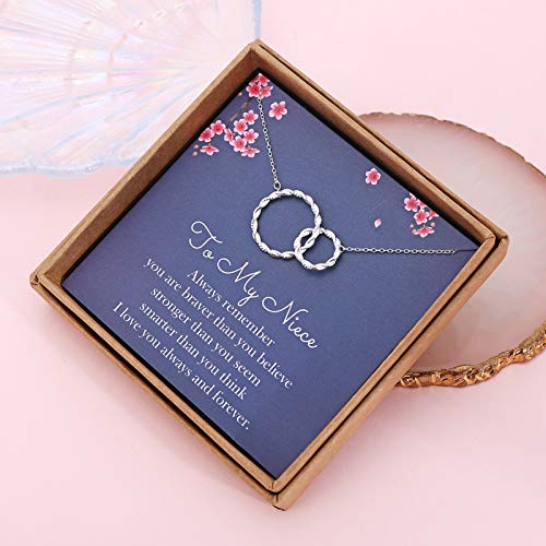 Gifts for Niece from Aunt - Sterling Silver Twisted Intertwined Double Circle Aunt Niece Necklace Jewelry - Necklaces for Christmas Birthday Gifts with Message Card & Gift Box4