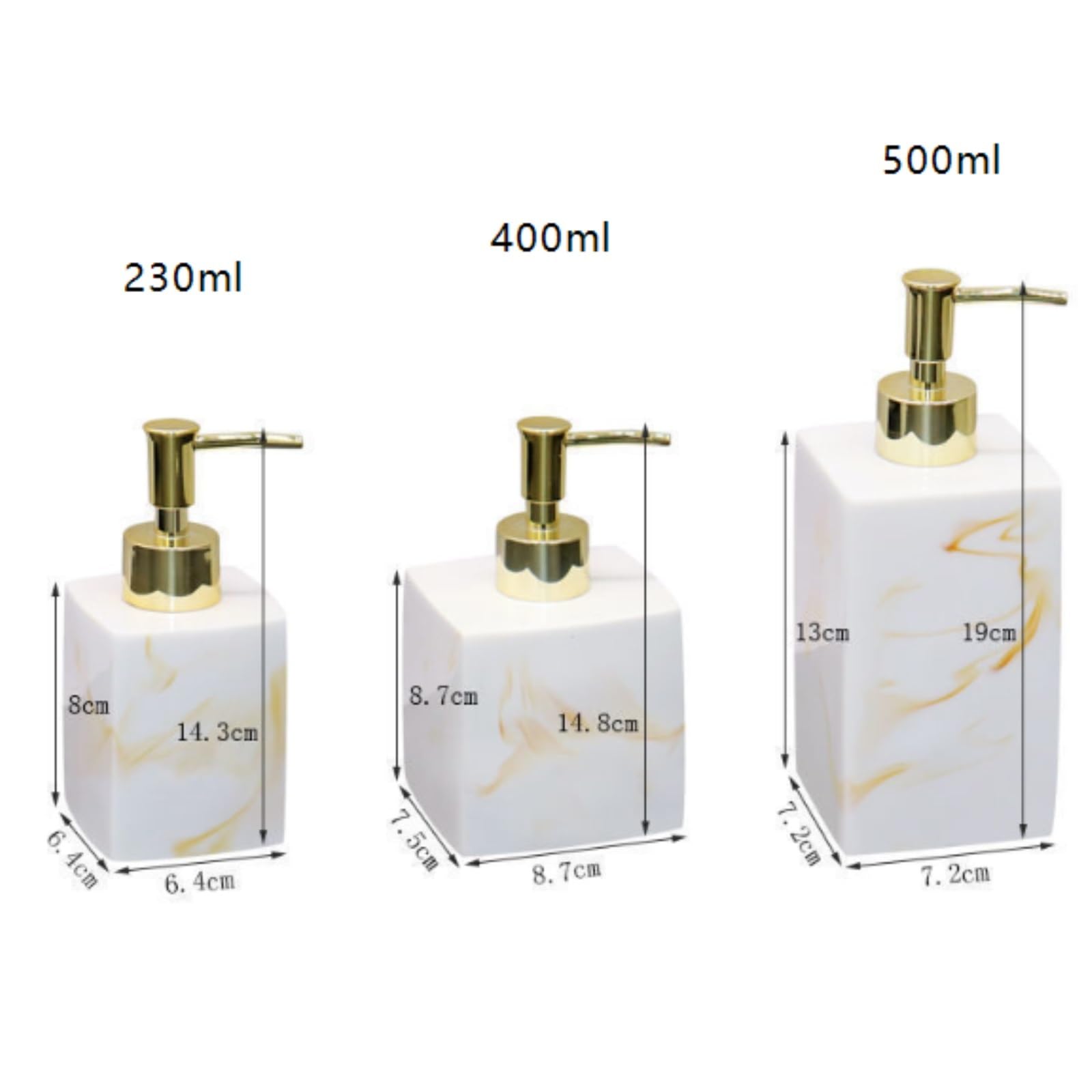 Dispensador de Jabón Líquido Dispensador De Jabón Manos con Bomba Estilo Mármol Líquido Decorativo Botellas de Aseo(Black,400 ml)