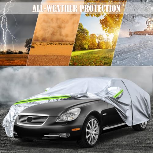 Image of Waterproof Car Covers Replace for 2014-2025 Lexus NX300 NX 350 F Sport, 6 Layers Silver All Weather Custom-fit Car Cover with Zipper Door & Windproof Bands for Snow Rain Dust Hail Protection