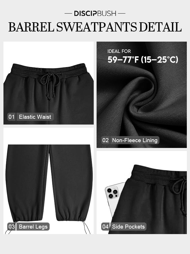 DISCIPBUSH Barrel Sweatpants Women Baggy - Fall Wide Leg Drawstring Lounge Joggers for Women Sweat Pants with Stoppers - Image 6