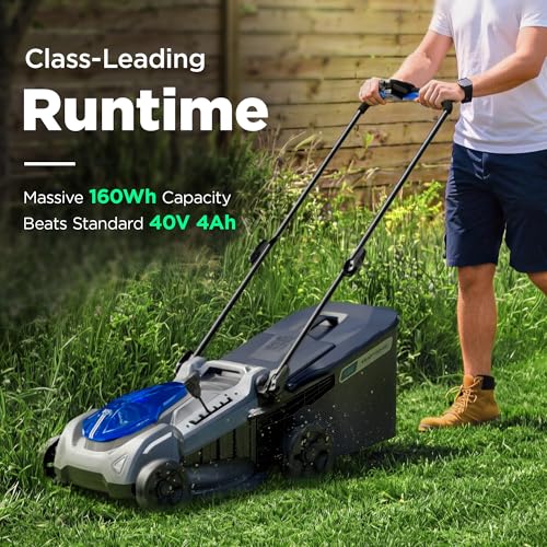 Image of 14 inch Cordless Lawn Mower, 40V, with 4.0Ah Battery and Charger, Ultra-Quiet Motor, Lightweight Push Mower for Small Yards
