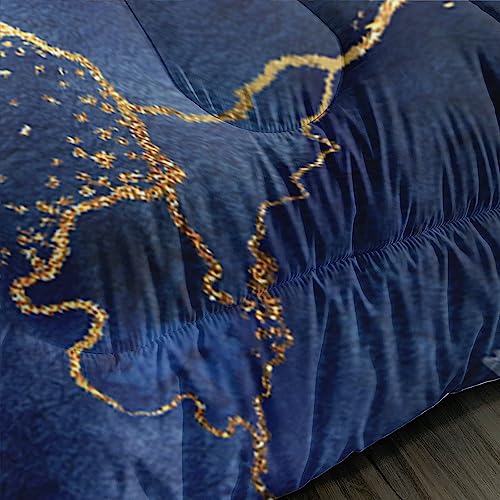 Image of AILONEN Sunflower Comforter Set Queen Size, Blue Watercolor Gold Print Yellow Sunflower Bedding Set for Boys Girls,Botanical Floral Duvet Set Soft Breathable 3 Pieces, 1 Quilt and 2 Pillowcases
