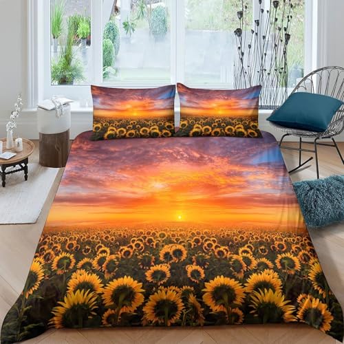 Housse de couette 3D microfibre 220x240cm parure de lit nature king size