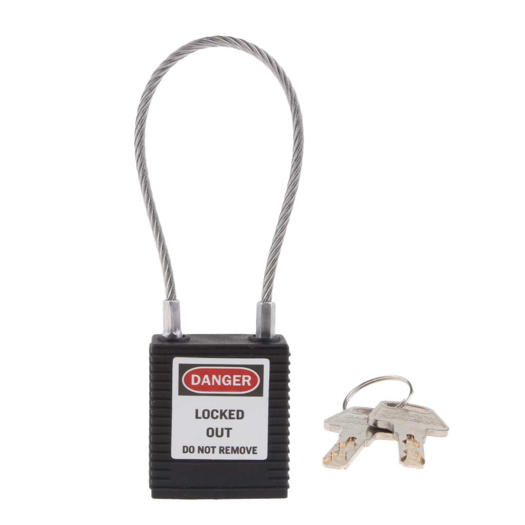 Almencla Black Strong Firm Safety Lockout Padlock Cable Tagout Lock, Key Retaining, Safe, Corrosion Resistant, 7 Colors For Choose