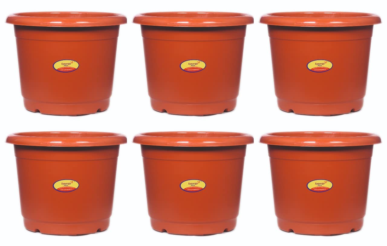 Synergy Plast Plastic Round Shape Flower Pots 6 Pcs, 20 Inch Heavy Duty Plant Containers/Planter/Gamla/Plant Pot for Gardening, Balcony, Terrace, Home Decor Indoor & Outdoor Planting (Teracotta) (B0CT5SK5QZ) Amazon Price History, Amazon Price Tracker
