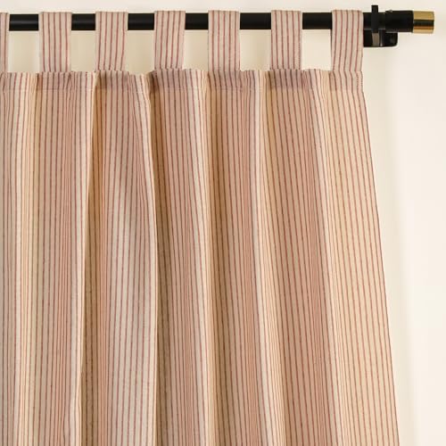 Gauze Striped Curtains, Boho Linen Gauze Tab Top Hanging Curtains Light Filtering Door Window...