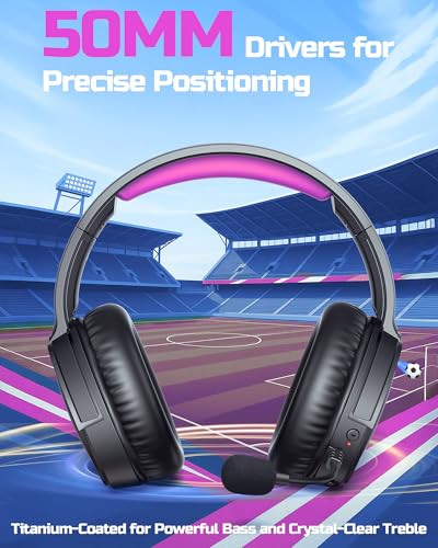 Image of BINNUNE 2.4GHz Wireless Gaming Headset with Mic for Ps5 /4, PC, Mac, Bluetooth Gaming Headset with Flip Microphone,Headphones for Laptop Computer