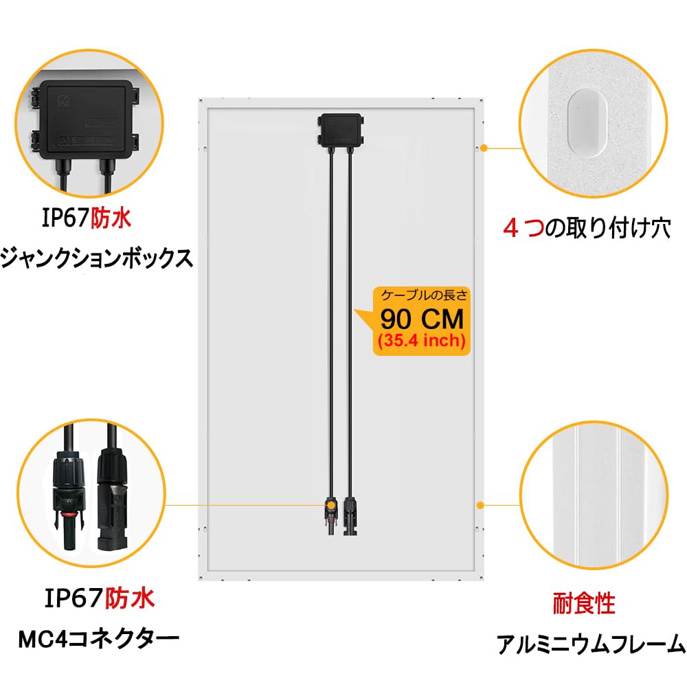 Amazon.co.jp: DOKIO ソーラーパネル 100W 18V 単結晶 超高効率