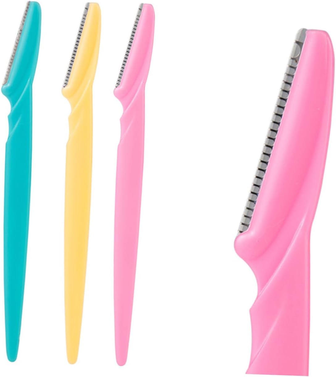 Beavorty 24Pcs Portable Stainless Steel Eyebrow Razors with Plastic Grip