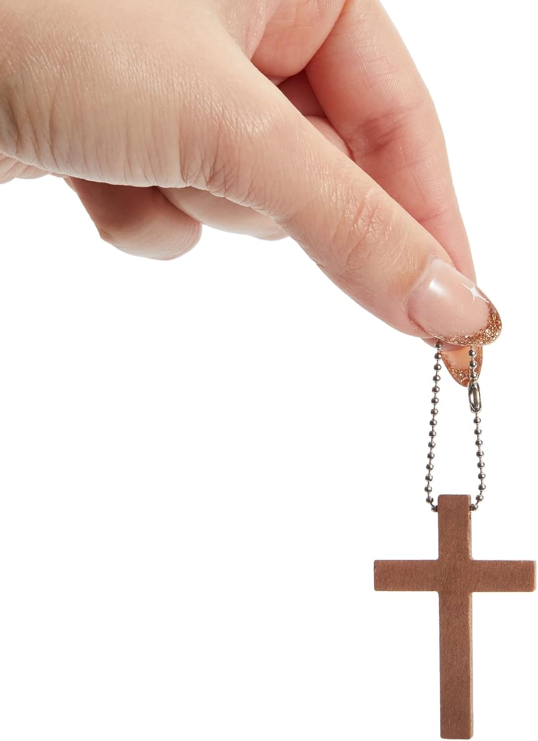 Bright Creations 50-Pack Mini Wooden Cross Keychains Bulk for Christian Party Favors, Easter Crafts, Necklace and Bracelet Charms for Jewelry Making (1.2x1.7 in)