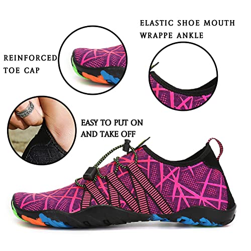 SAGUARO Badeschuhe Damen Herren Wasserschuhe Schwimmschuhe Schnelltrocken Aquaschuhe Strandschuhe Leicht Neoprenschuhe Surfschuhe rutschfeste Tauchschuhe Wassersportschuhe Stil 2:Rosa Gr.40 EU