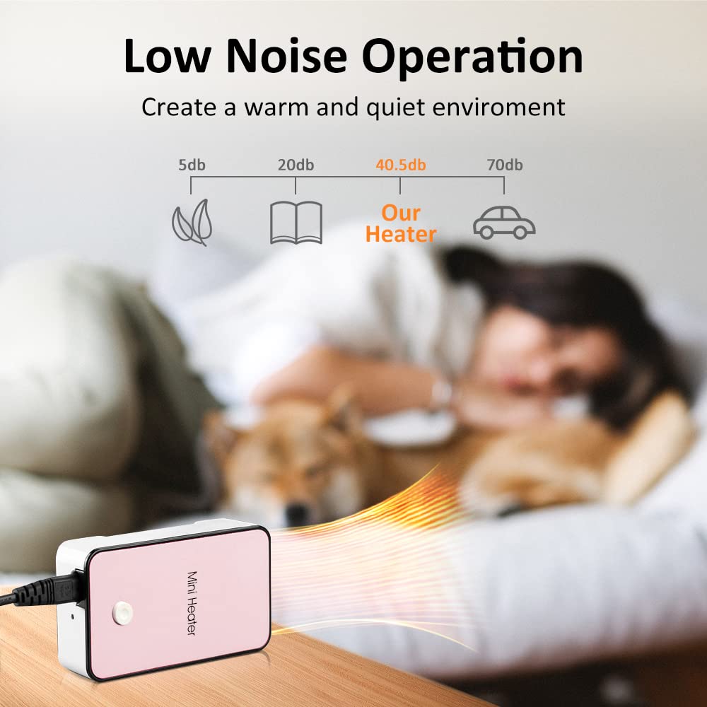Calentador de espacio personal  portátil, mini calentador de aire eléctrico para habitación, oficina, escritorio, color rosa 4