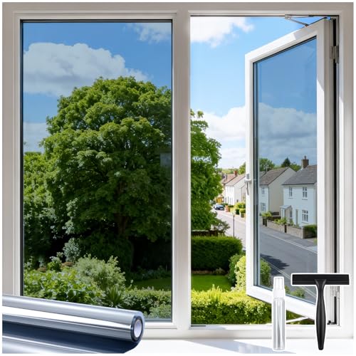 DOWELL One Way Window Film Privacy with Tools Silver 44.5x200cm