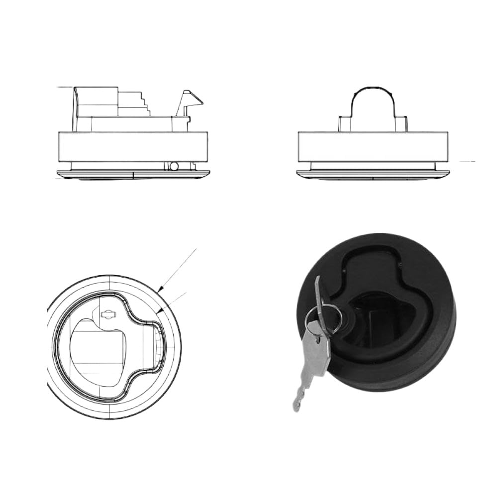 Aqhkgzmbe Black Flush Pull Locker Hatch Latch Compatible With Rv Yacht Camper Door Cabinet(Black)