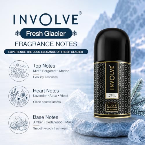 Image of Involve Luxe Fresh Glacier Automatic Room Freshener Refill | 2200 Sprays Guaranteed | Lasts up to 60 Days (225ml) | Automatic Home Fresheners | Long Lasting Fragrance