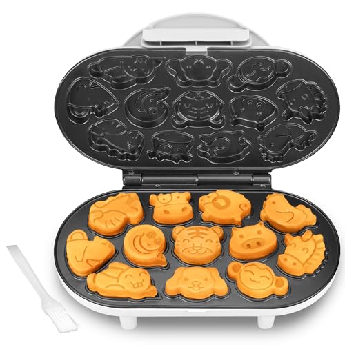 SugarWhisk Animal Mini Waffle Maker for Kids, Mini Pancakes Maker Machine with 12 Different Animal Pancake Molds, Small Waffle Maker Iron, Excellent Christmas Gift for Kids & Adult