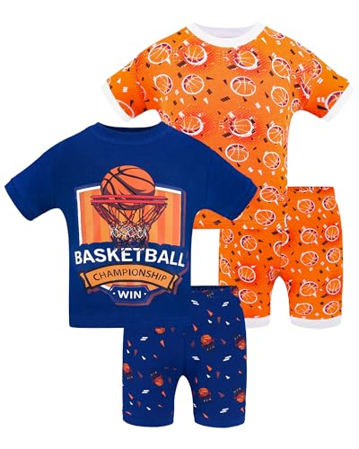 Image of DAUGHTER QUEEN Boys Summer Pajamas Set 4 Pieces 100% Cotton Sleepwear Size 18 Months-12 Years