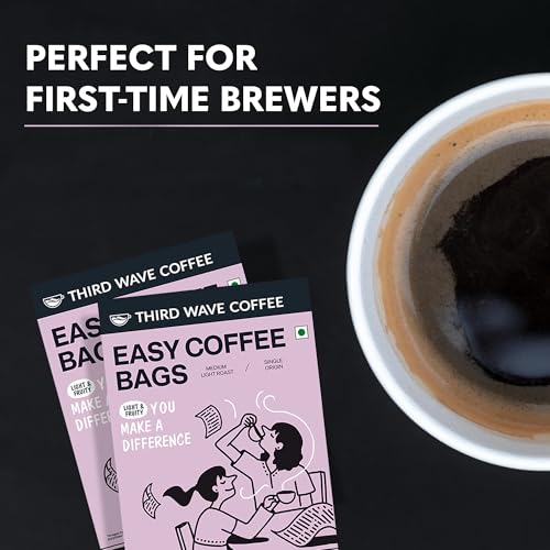 Image of THIRD WAVE COFFEE, Easy Coffee Bags, Dark Roast, (Single Origin Baba Budangiri, 5 Bags)